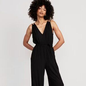 Old Navy Sleeveless Double-Strap Ankle-Length Jumpsuit - Black Size Small Tall